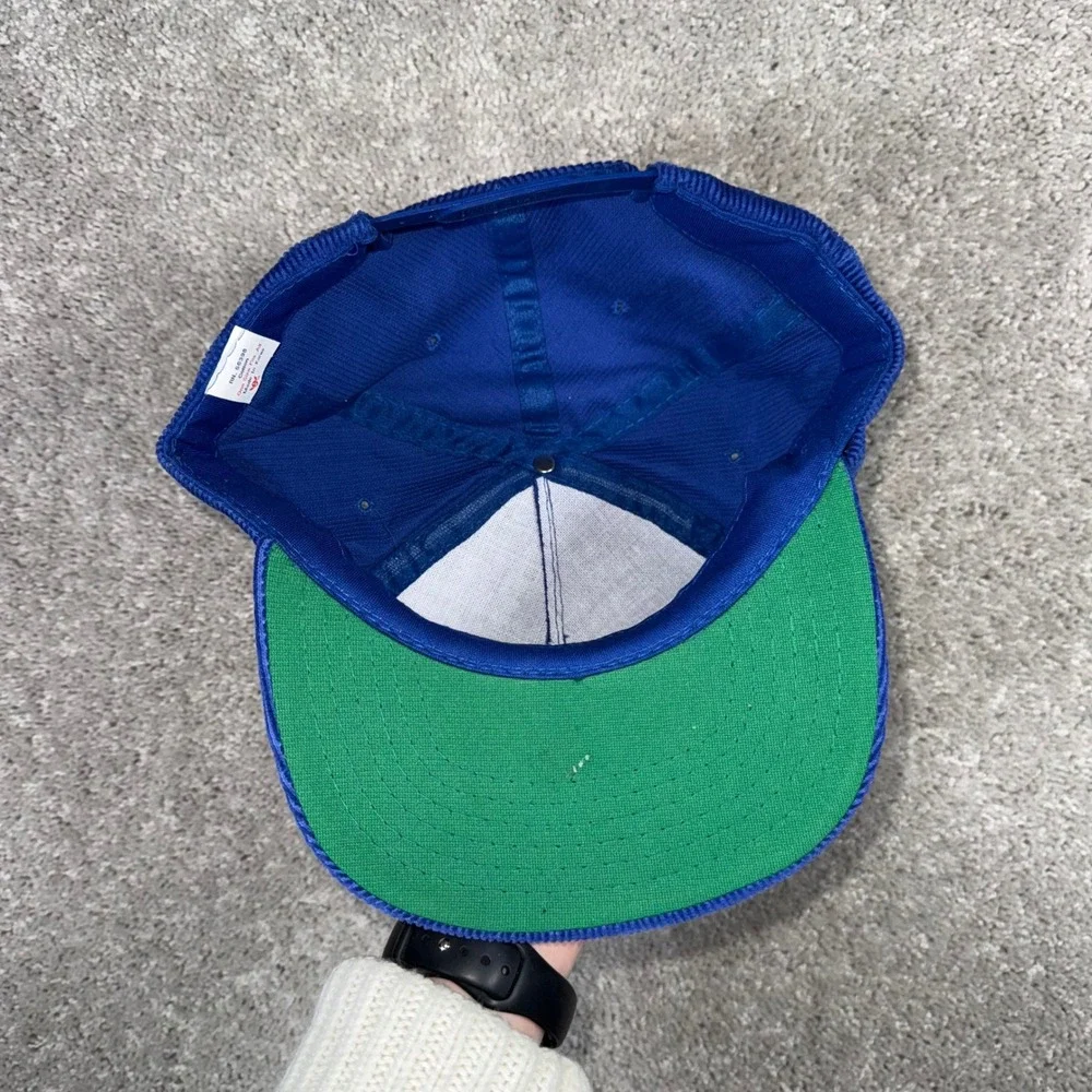 VTG Park City Utah Corduroy Ski‎ Hat Blue Yellow Embroidered Snapback Yupoong